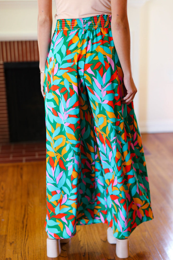 Summer Days - Abstract Print Smocked Palazzo Pants