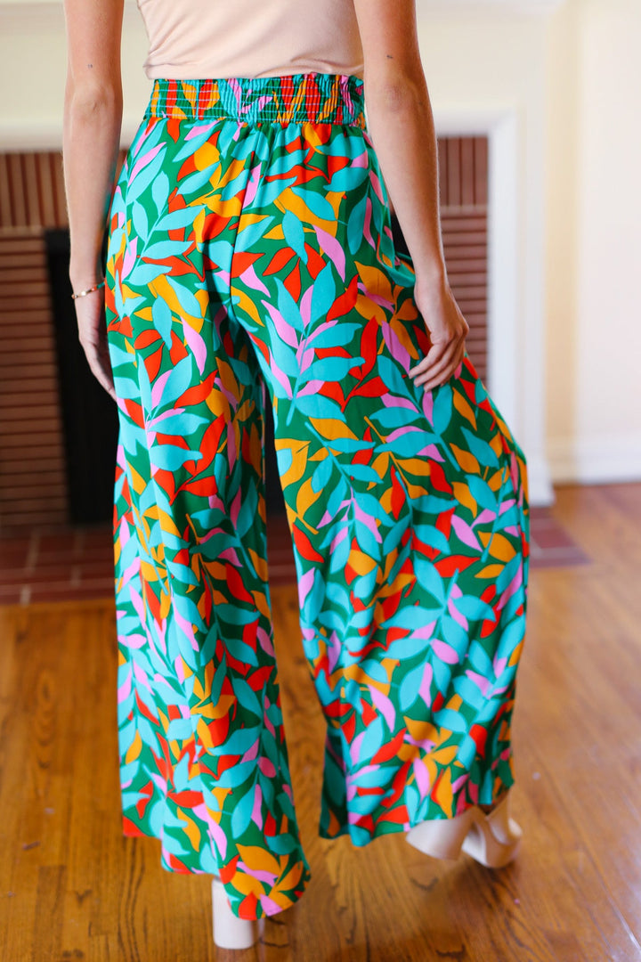 Summer Days - Abstract Print Smocked Palazzo Pants