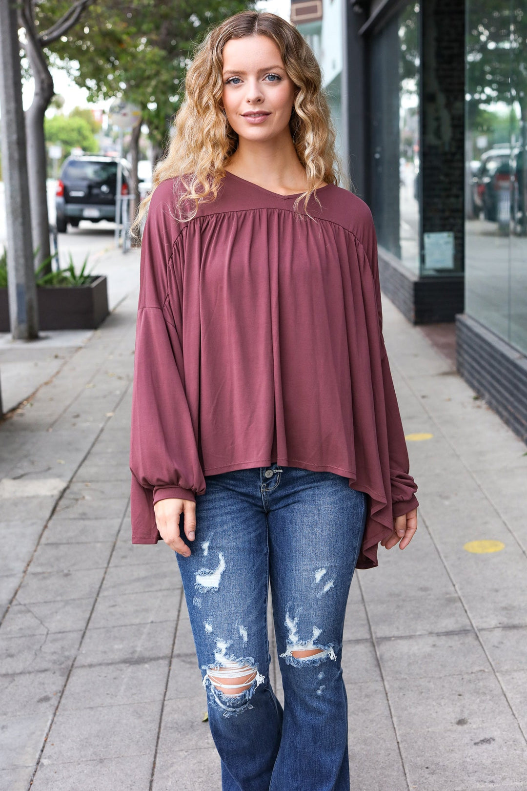 Rise Up - Modal Knit Top - Wine