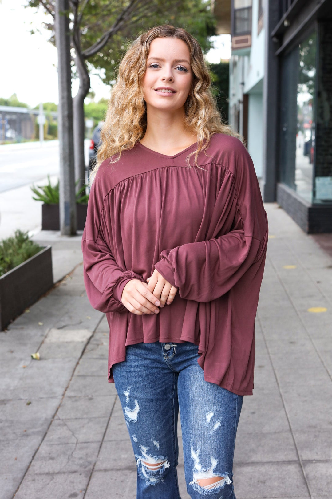 Rise Up - Modal Knit Top - Wine