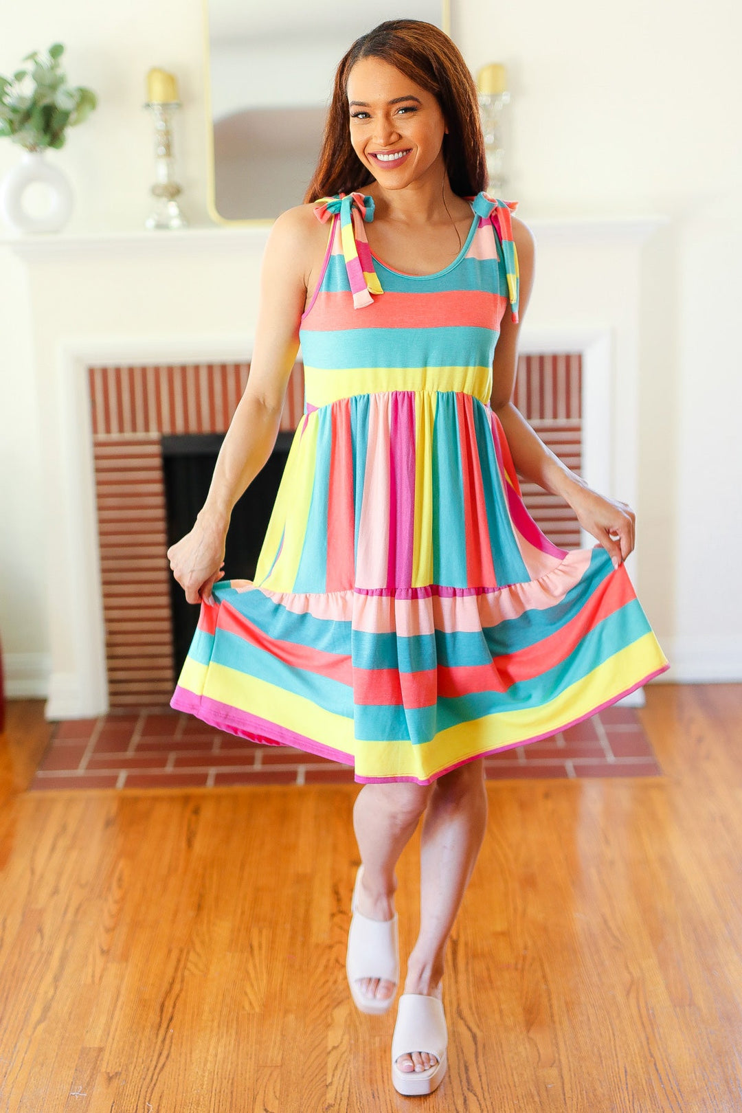 Beautiful You - Multicolor Stripe Tiered Dress