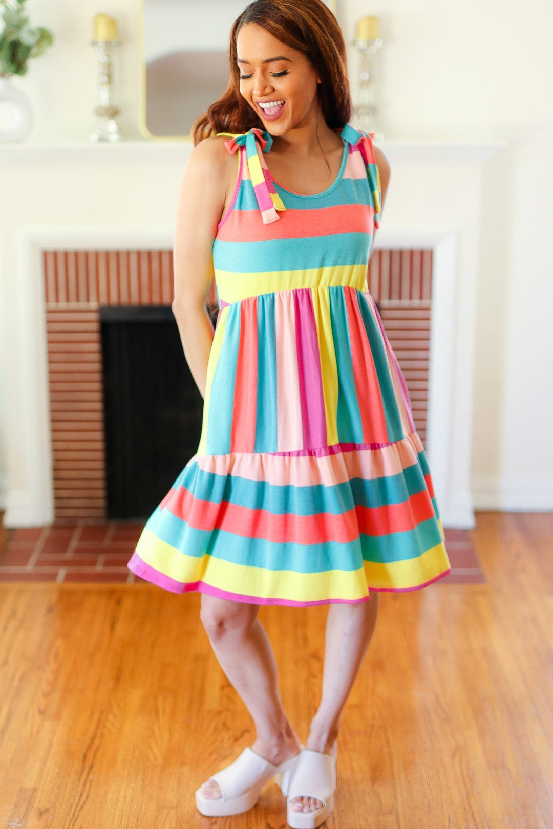 Beautiful You - Multicolor Stripe Tiered Dress