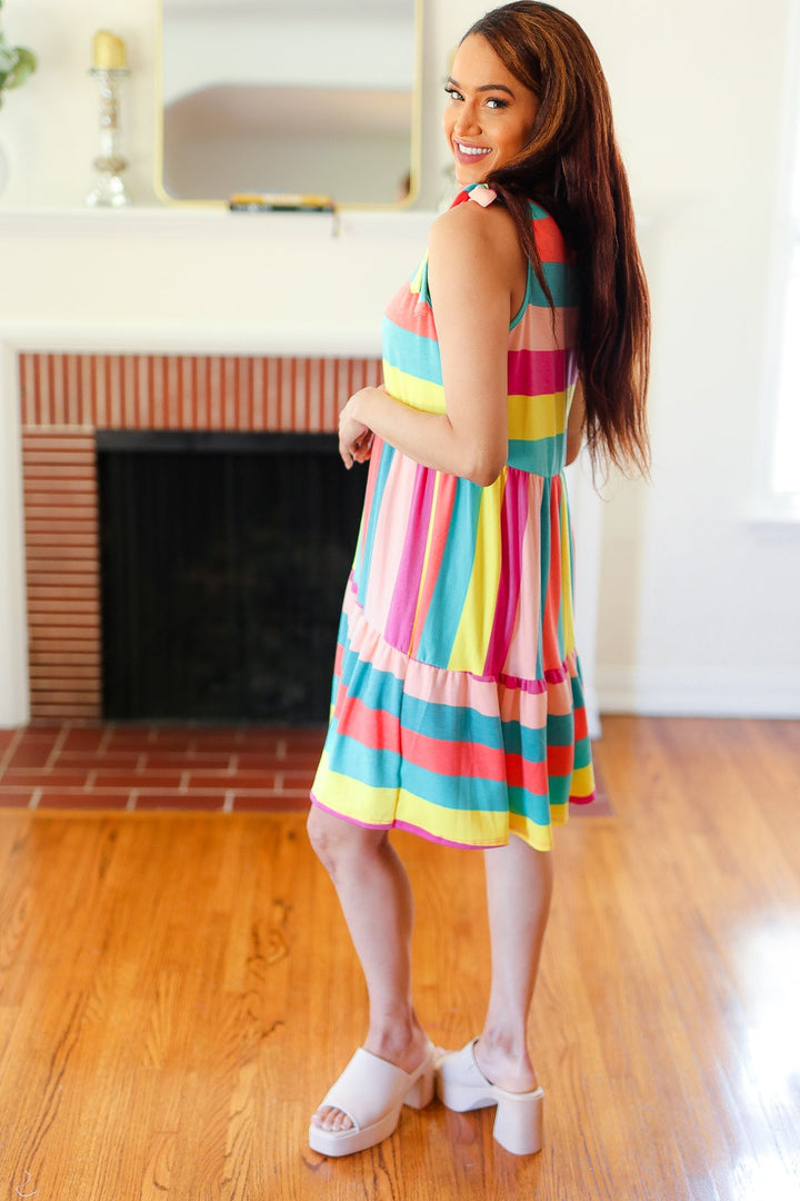 Beautiful You - Multicolor Stripe Tiered Dress