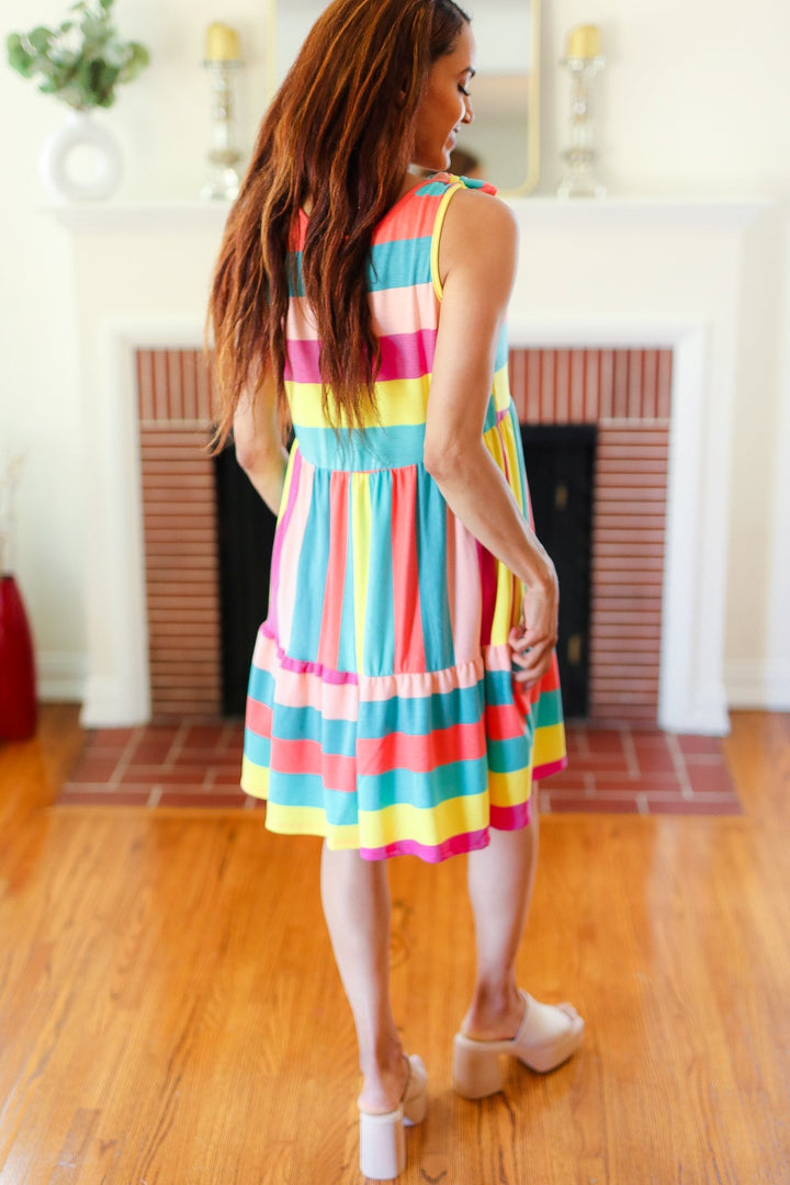 Beautiful You - Multicolor Stripe Tiered Dress