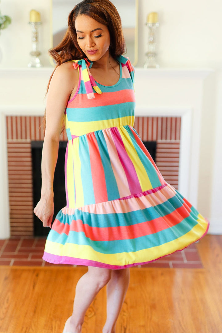 Beautiful You - Multicolor Stripe Tiered Dress