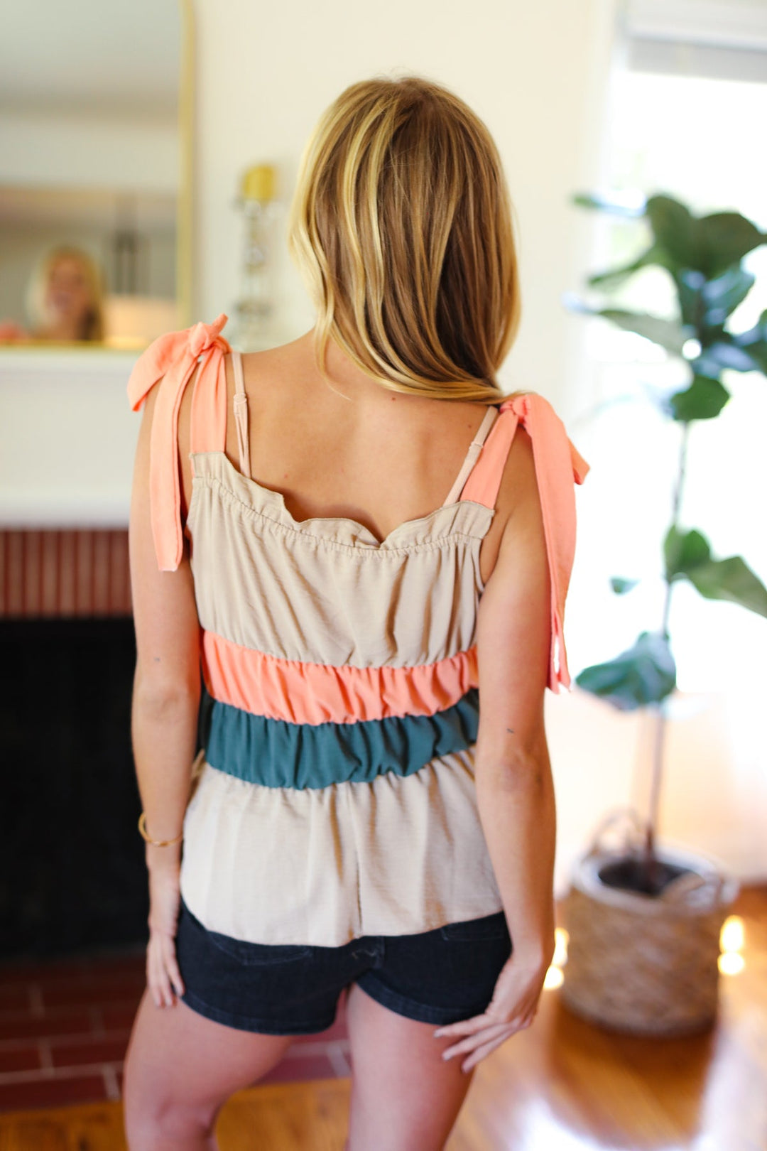 Vintage Peach Slim-Fit Top