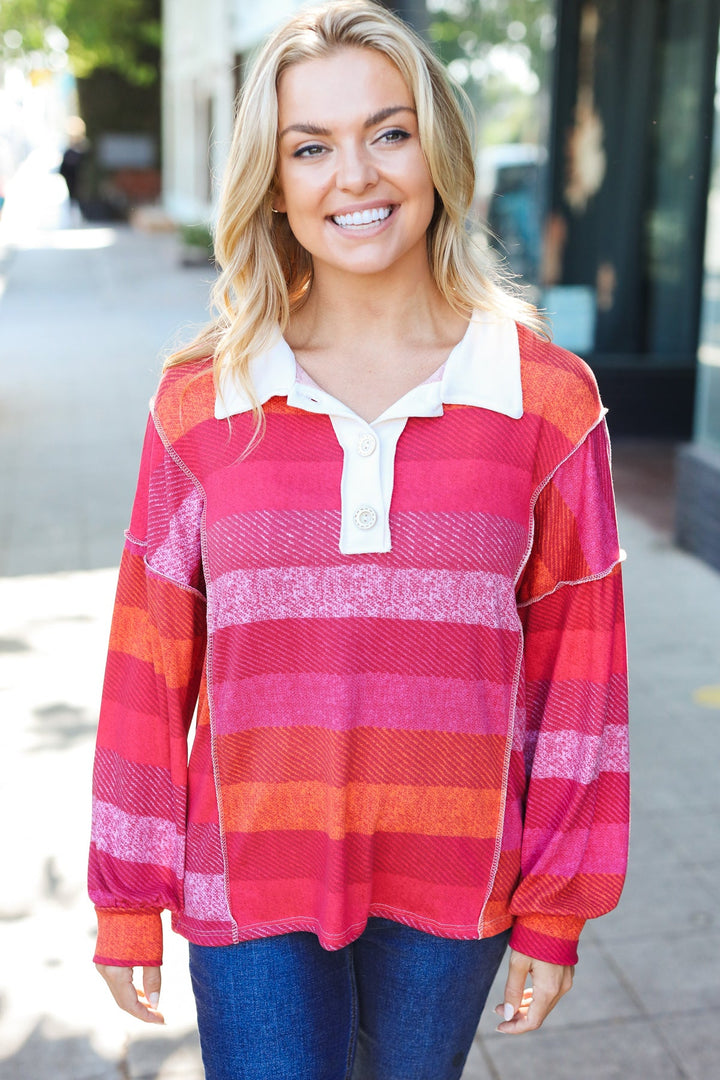 Cozy Trends - Striped Button-Down Top