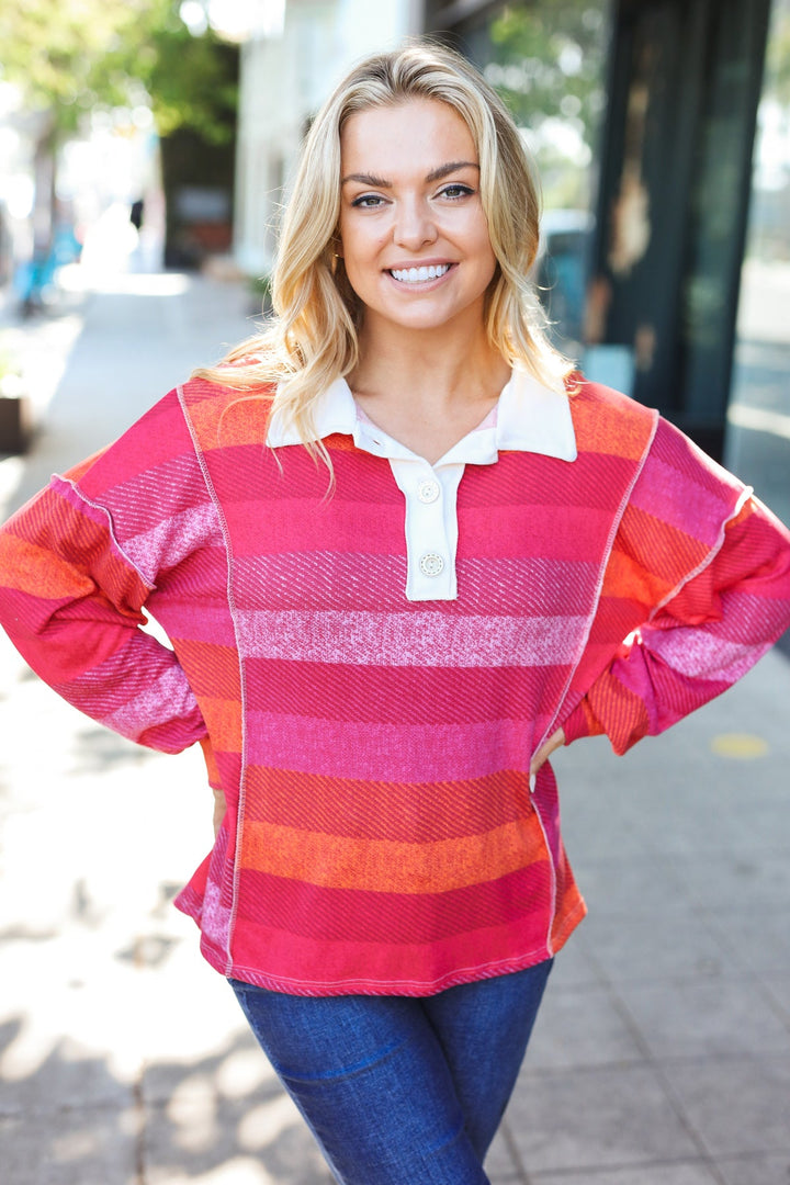 Cozy Trends - Striped Button-Down Top