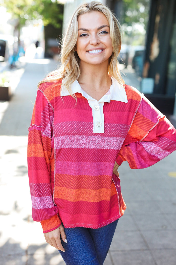 Cozy Trends - Striped Button-Down Top