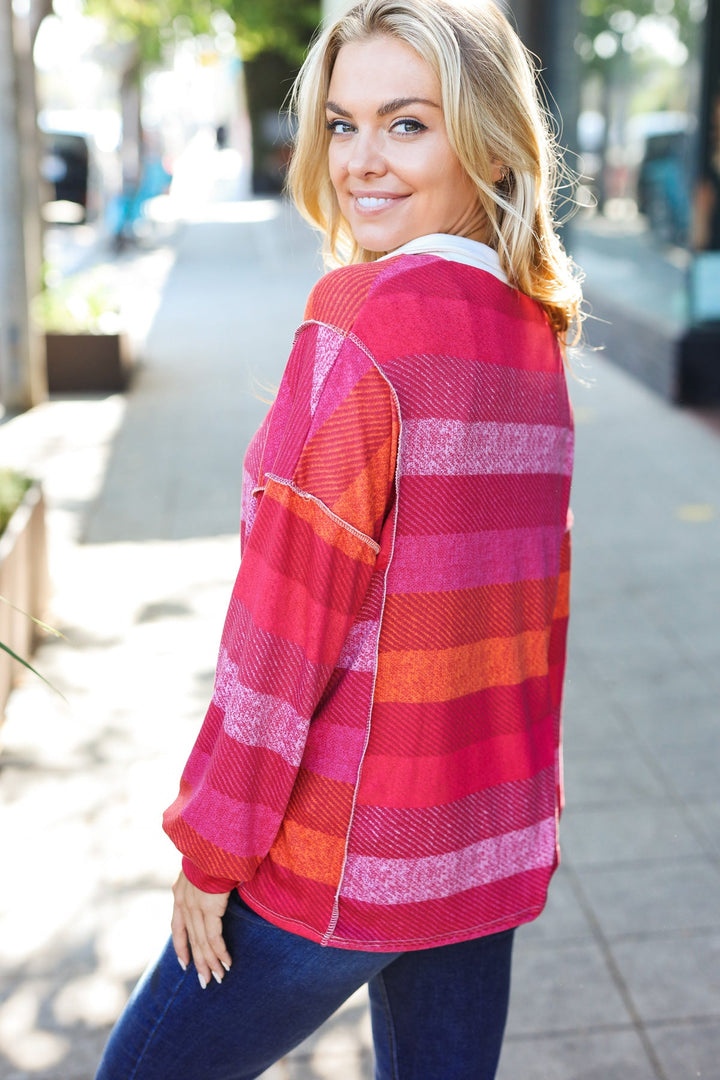 Cozy Trends - Striped Button-Down Top