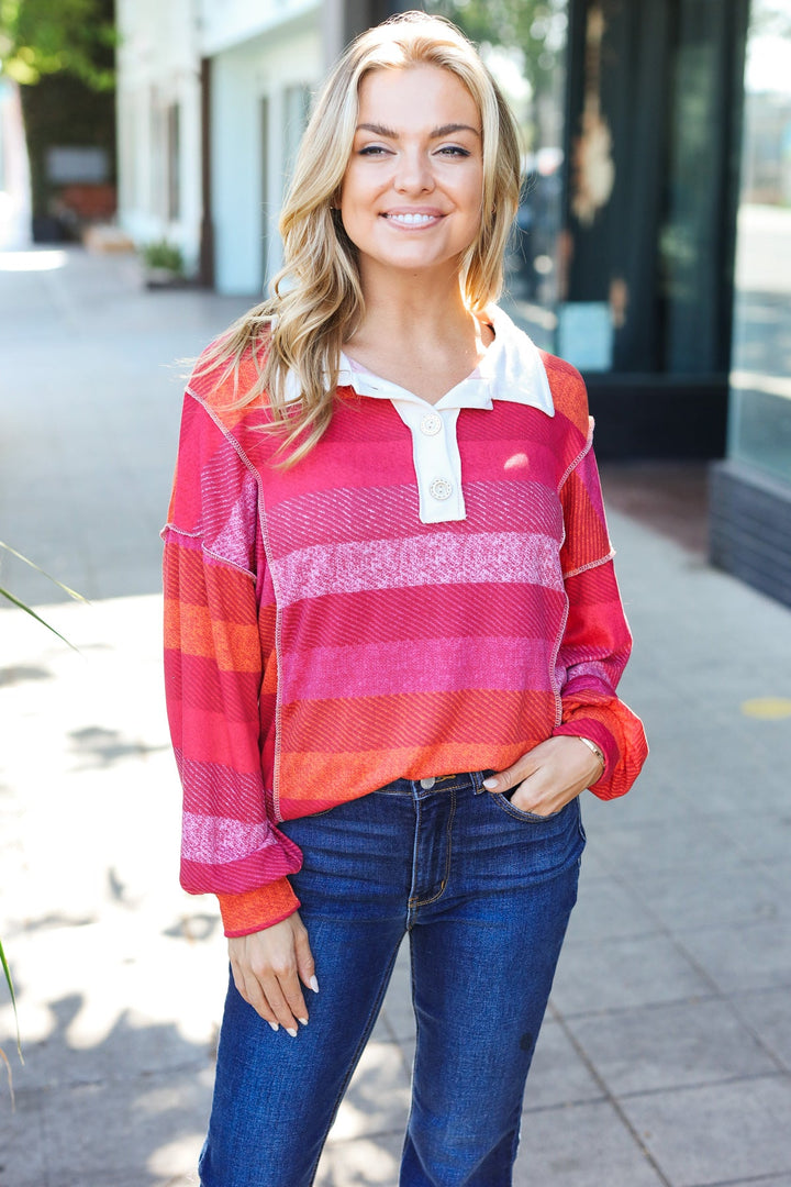 Cozy Trends - Striped Button-Down Top