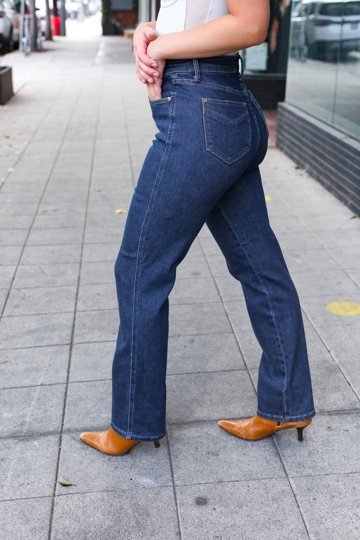 Tummy Control High-Waisted Straight-Fit Jeans