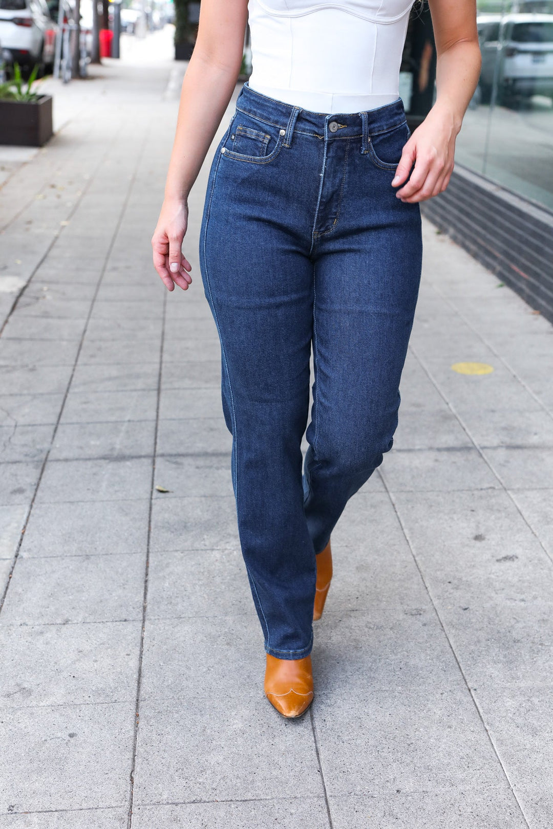 Tummy Control High-Waisted Straight-Fit Jeans