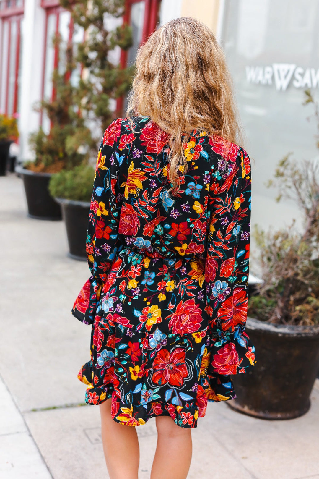 Feminine Flair - Floral Faux Sequin Print Dress