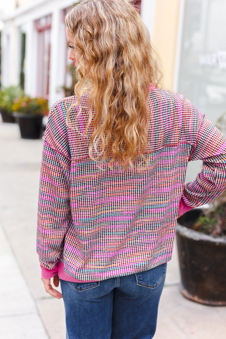 Simple Joys - Textured Waffle-Knit Sweater Top