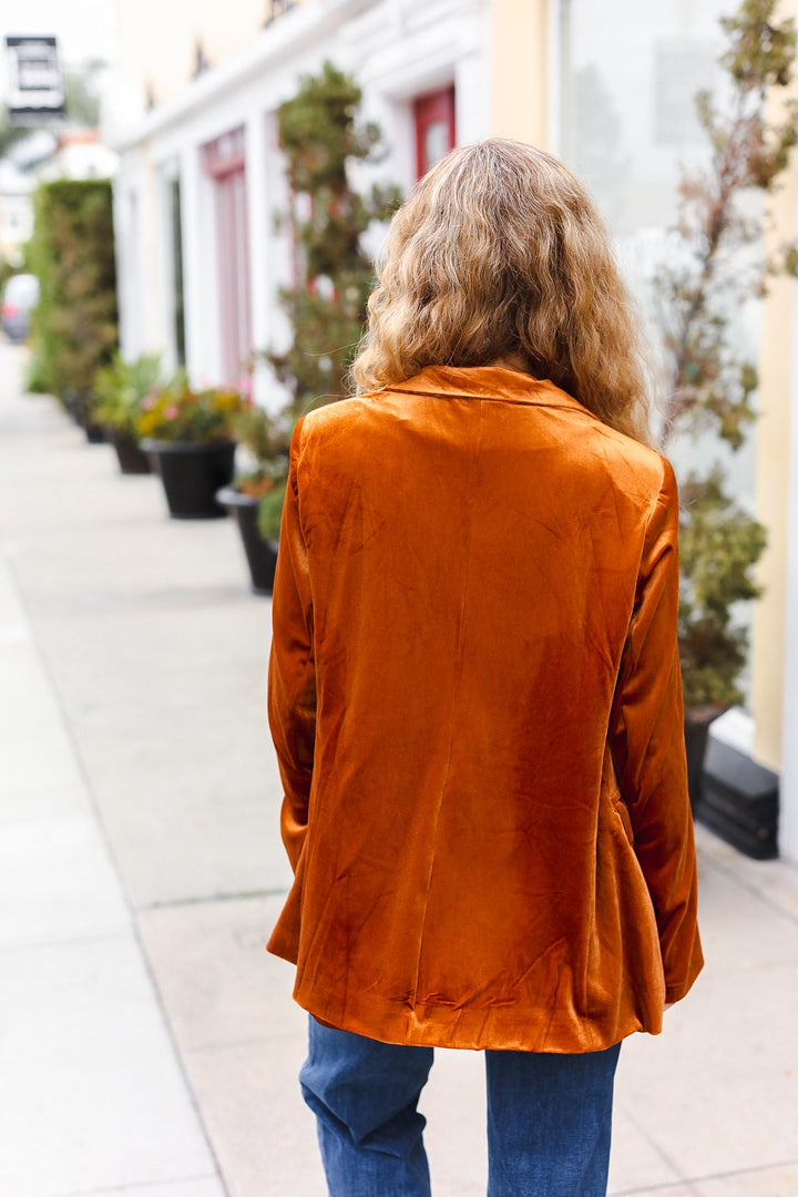 Holiday Ready - Rust Velvet Blazer