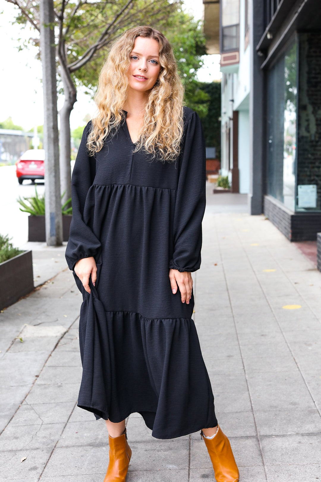 Main Attraction Tiered Maxi Dress - Black