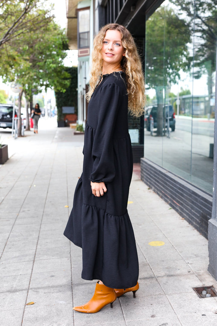 Main Attraction Tiered Maxi Dress - Black