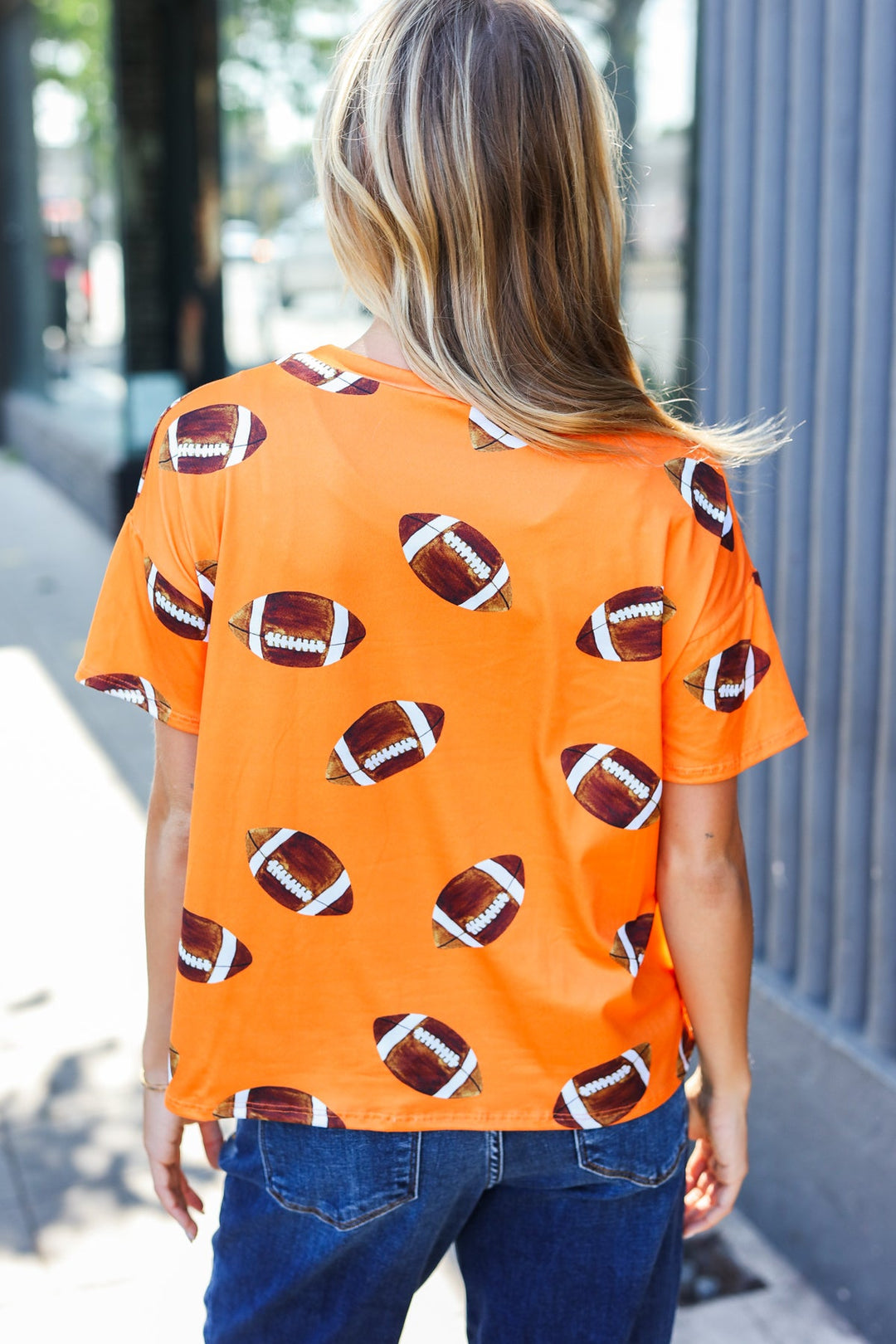 Ready For The Game - Football-Print Top - Orange