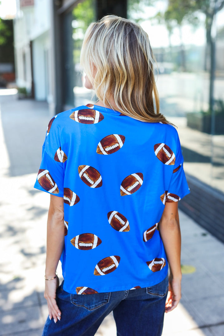 Ready For The Game - Football-Print Top - Blue