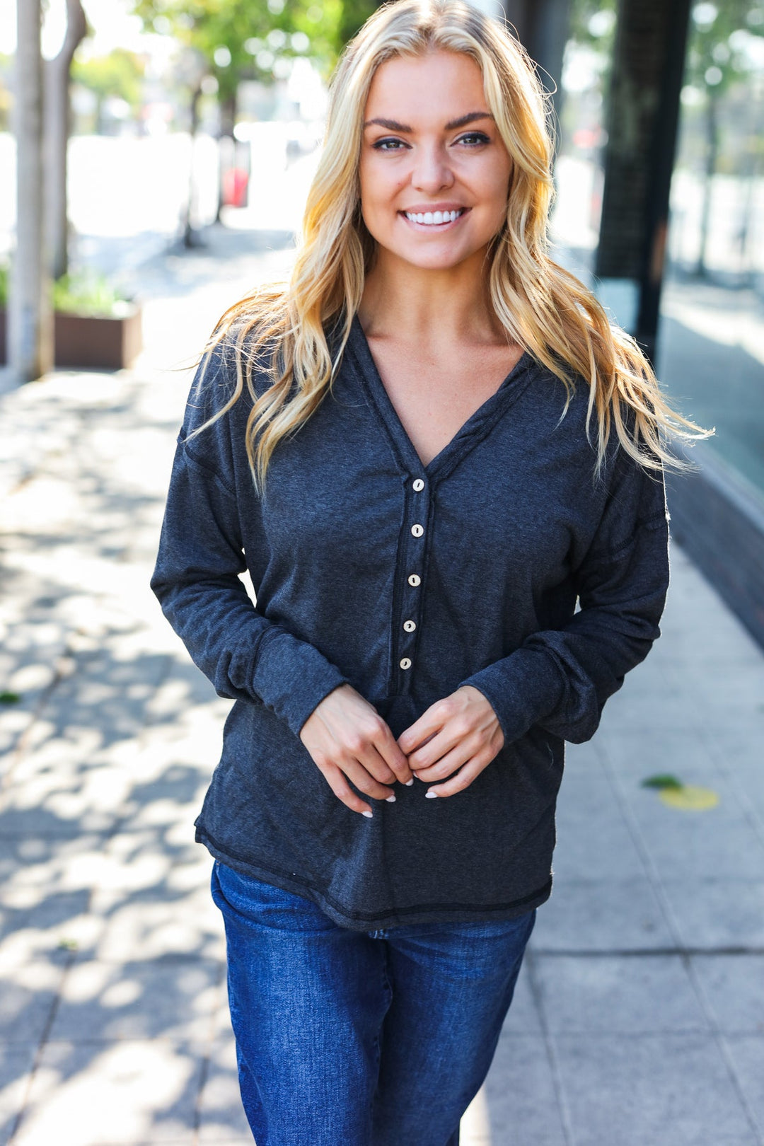 Casual Style Henley Top