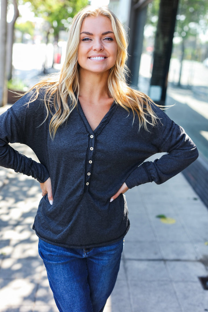 Casual Style Henley Top