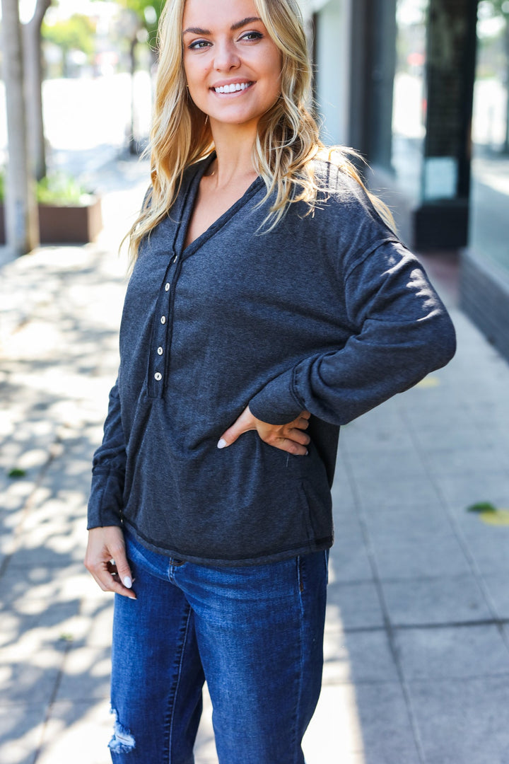 Casual Style Henley Top