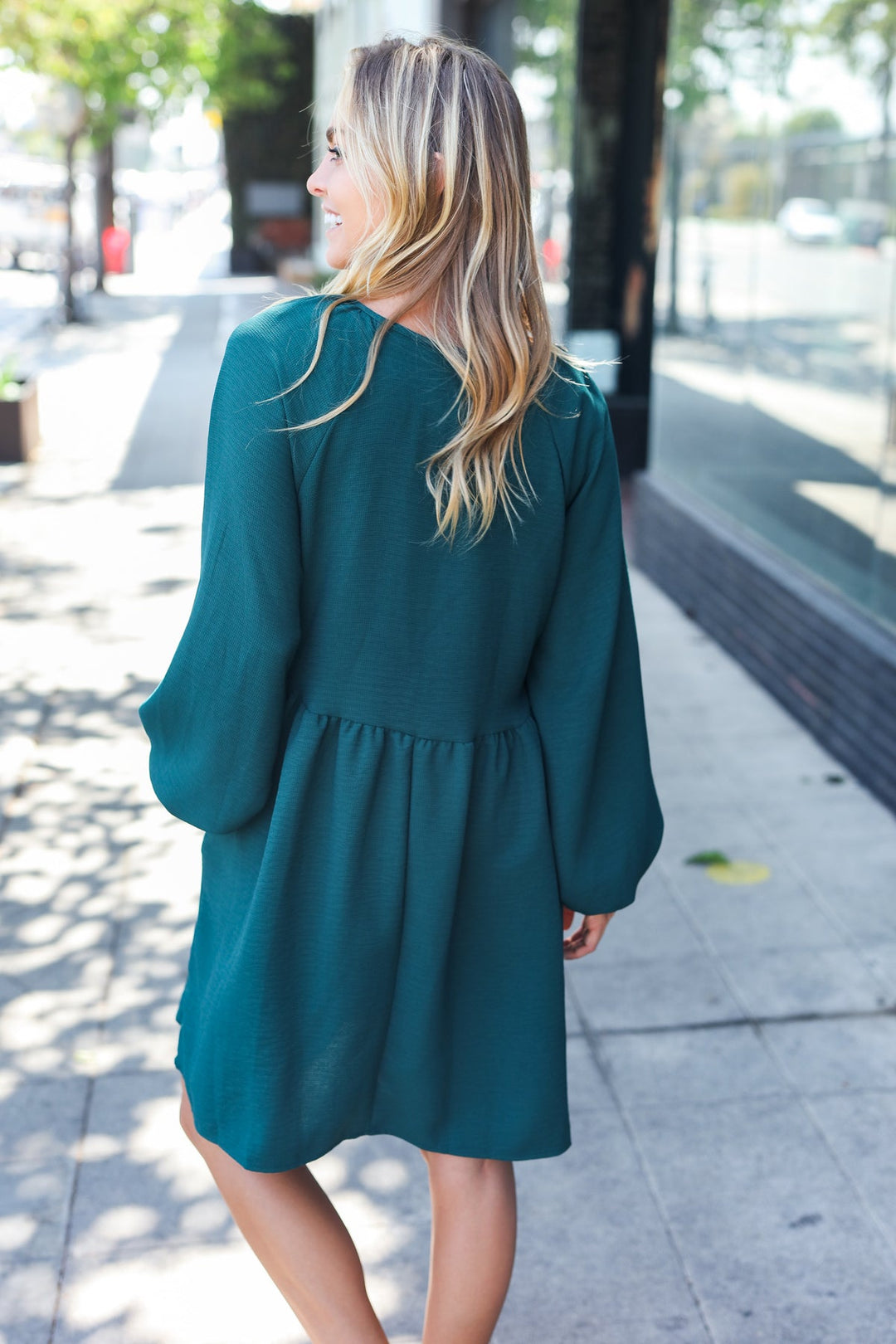 [FINAL SALE] All The Joys Babydoll Dress - Hunter Green