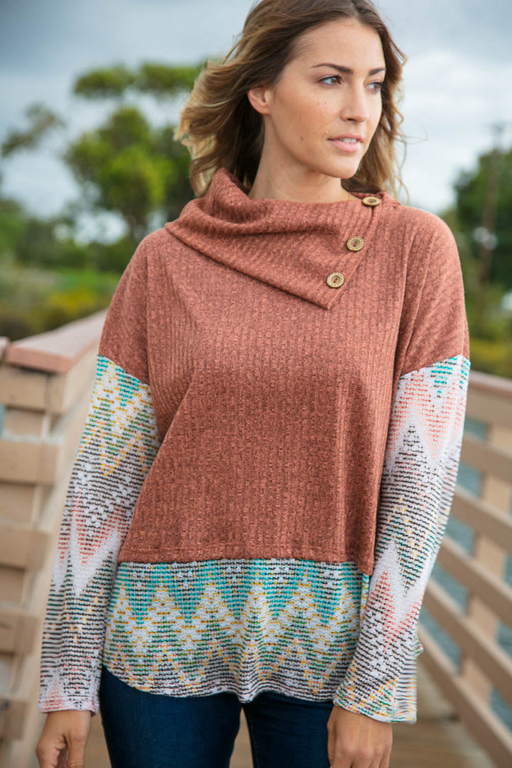 Chevron Beauty Turtleneck Top