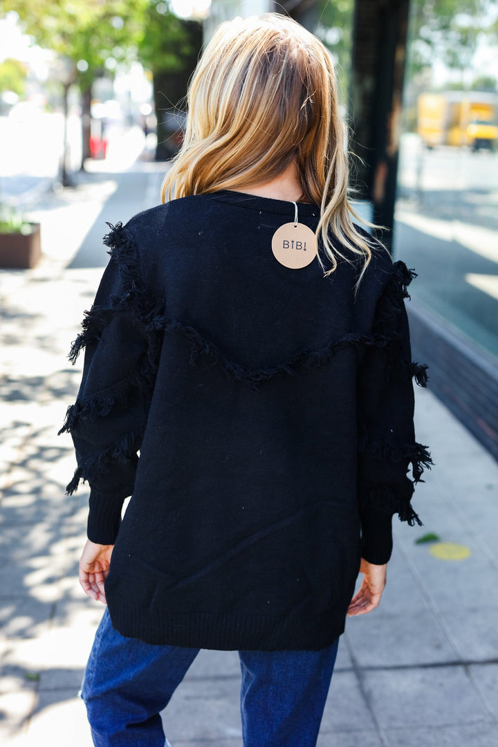 The Perfect Find - Fringe-Detail Cardigan - Black