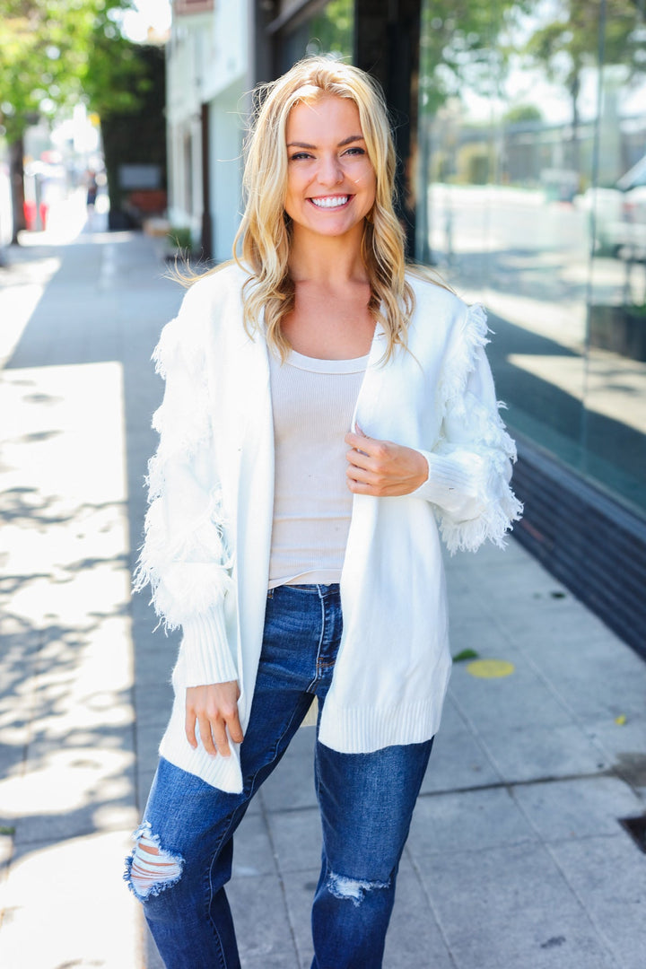 The Perfect Find - Fringe-Detail Cardigan - Ivory