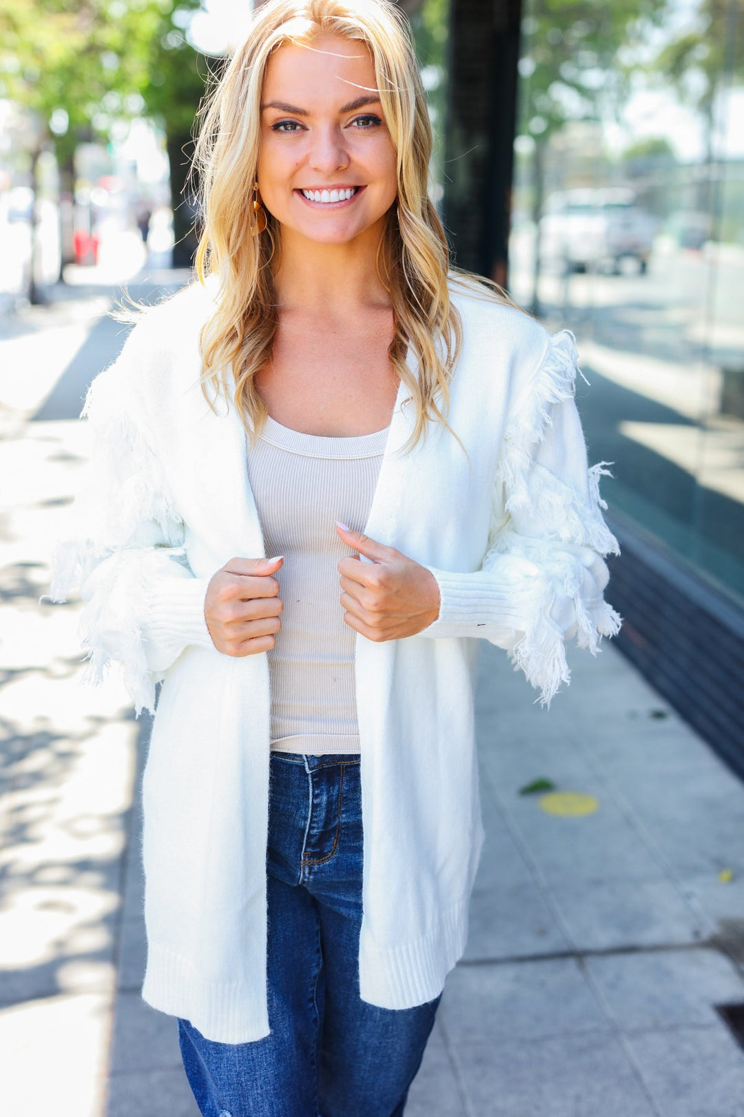 The Perfect Find - Fringe-Detail Cardigan - Ivory