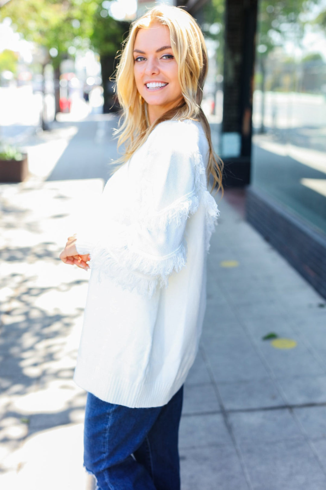 The Perfect Find - Fringe-Detail Cardigan - Ivory