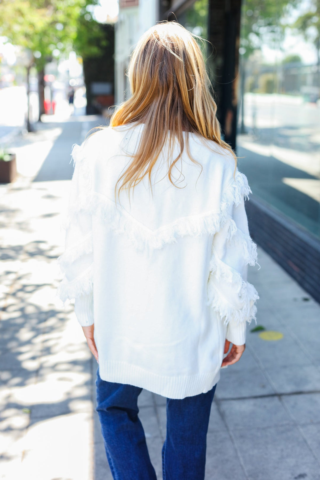 The Perfect Find - Fringe-Detail Cardigan - Ivory