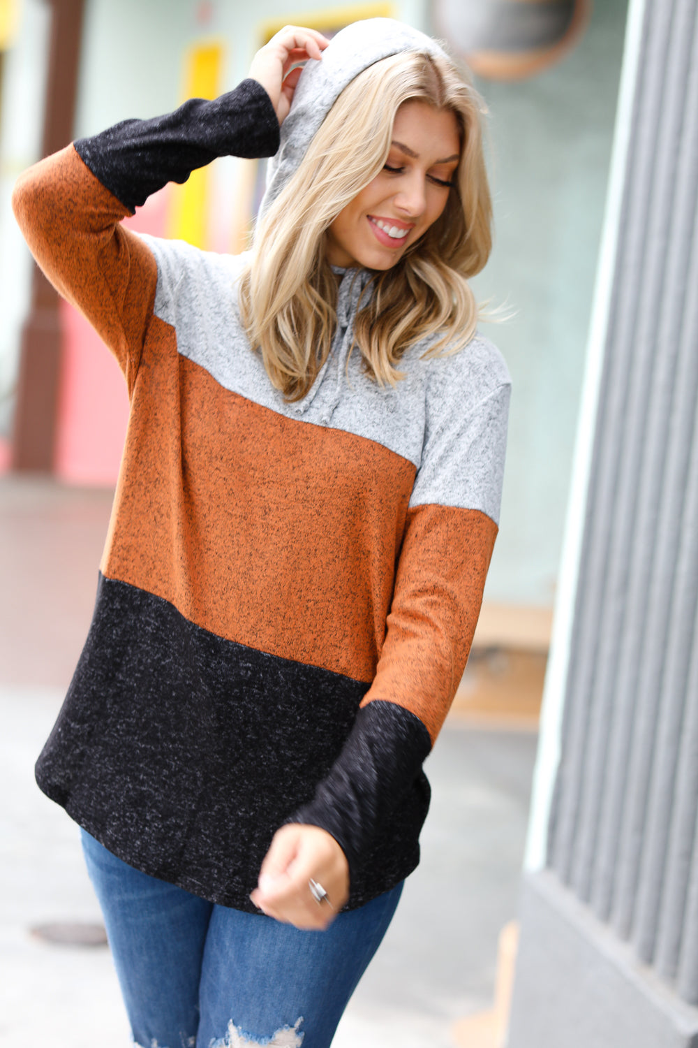 Fall Ready Color-Block Hoodie Top