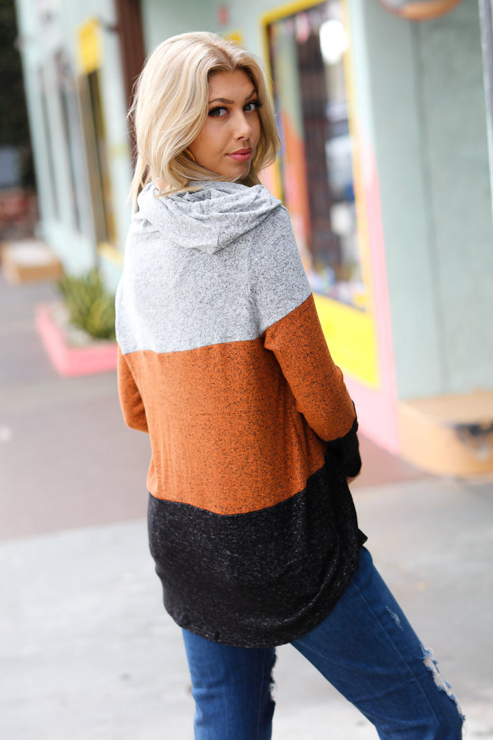 Fall Ready Color-Block Hoodie Top