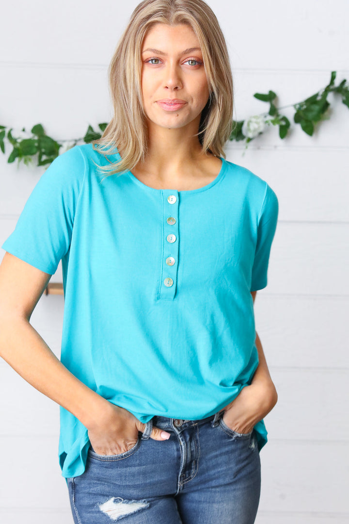 Take Charge Button-Down Top - Blue