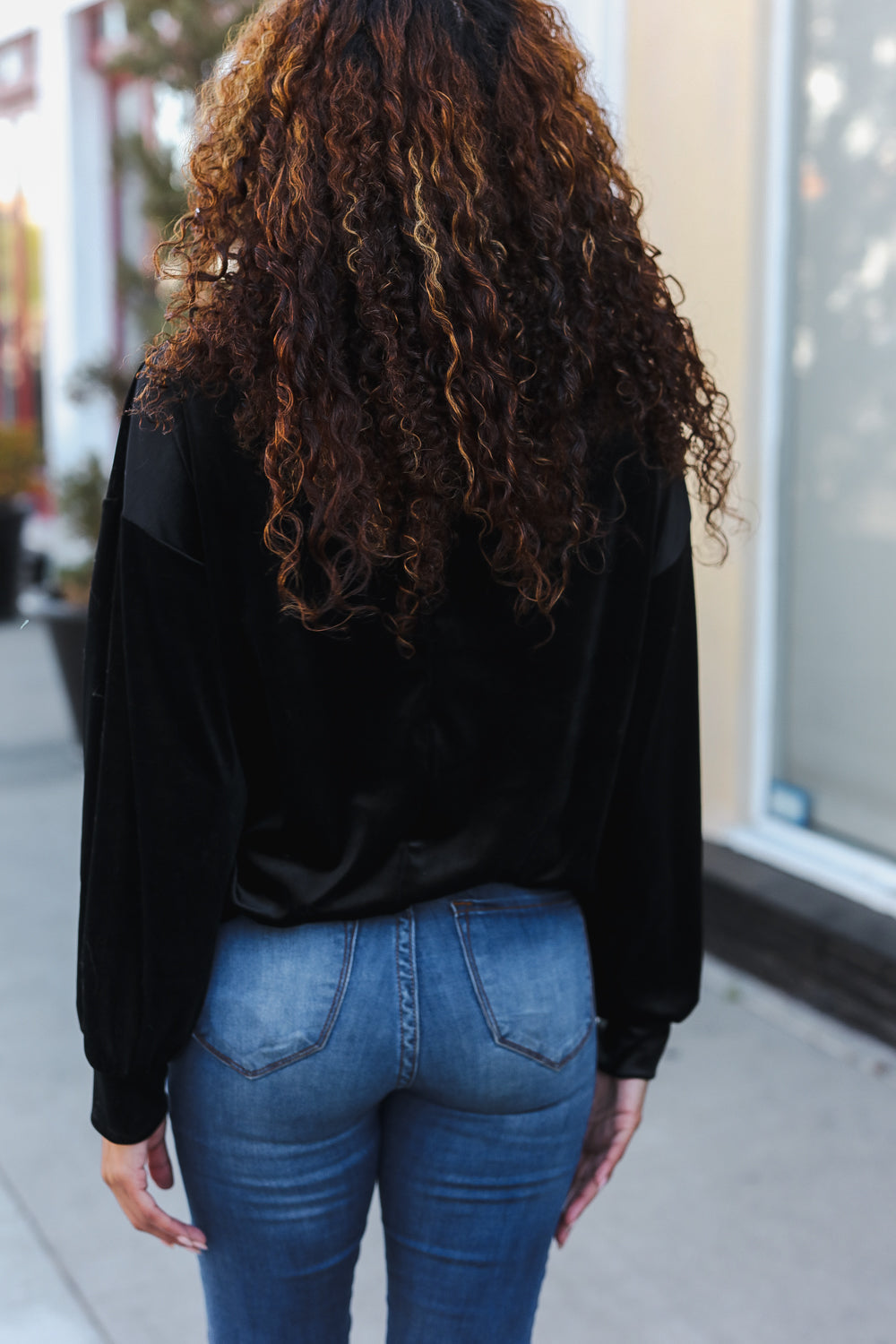 Holiday Ready - Sequin Bow Velvet Top