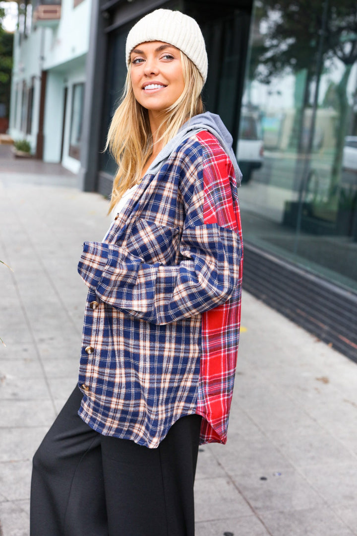 Beautiful You - Plaid Button-Down Hoodie