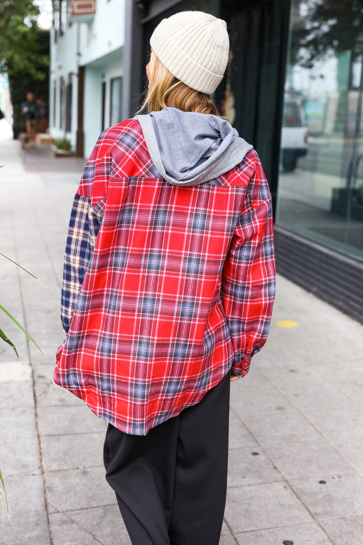 Beautiful You - Plaid Button-Down Hoodie