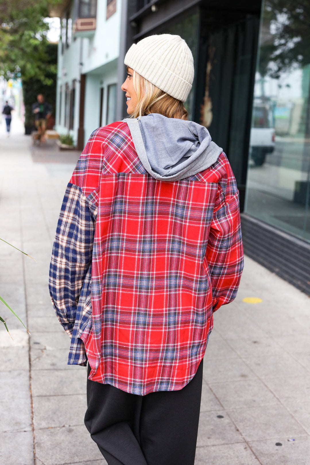 Beautiful You - Plaid Button-Down Hoodie