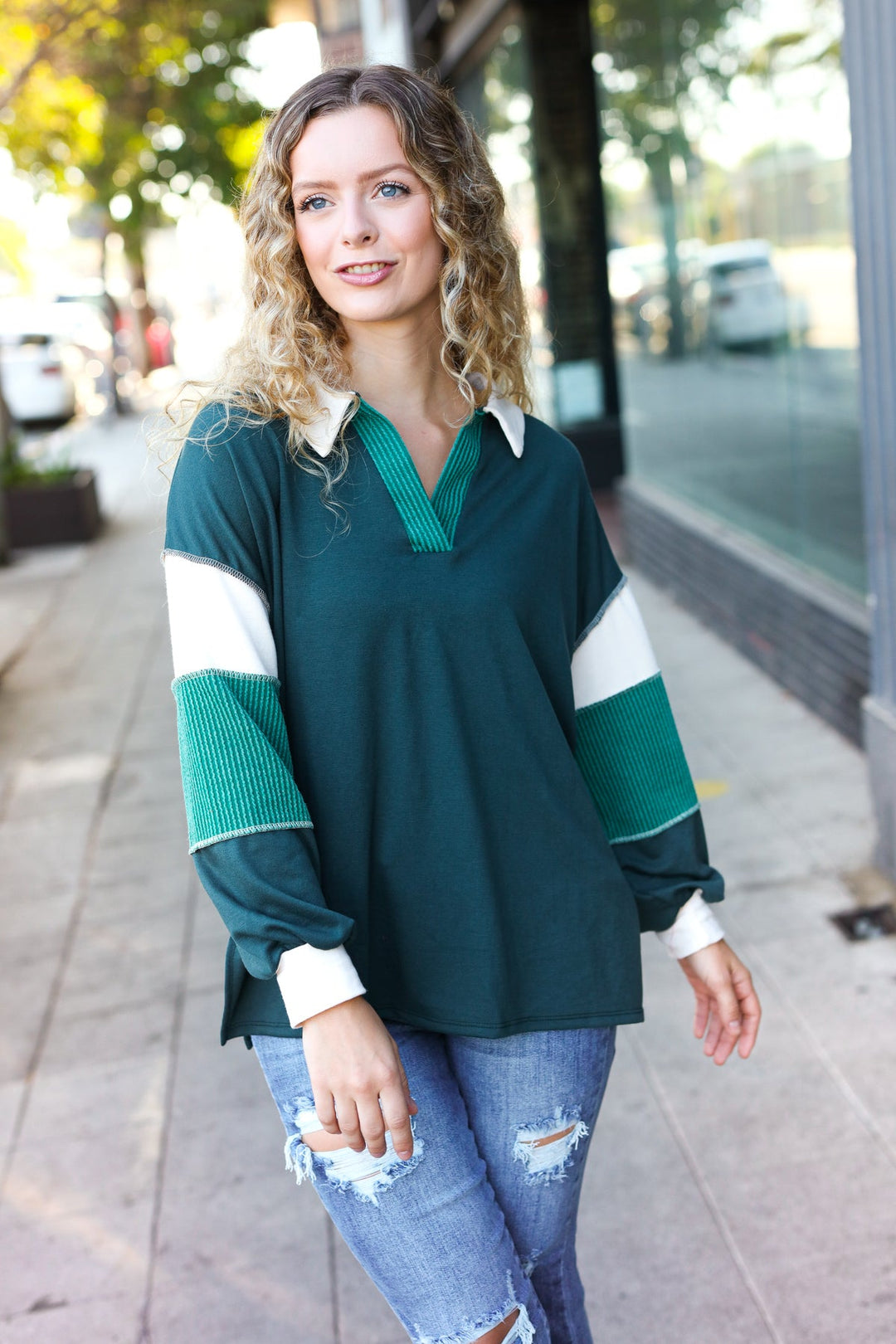 Grateful Days - French Terry Top - Hunter Green