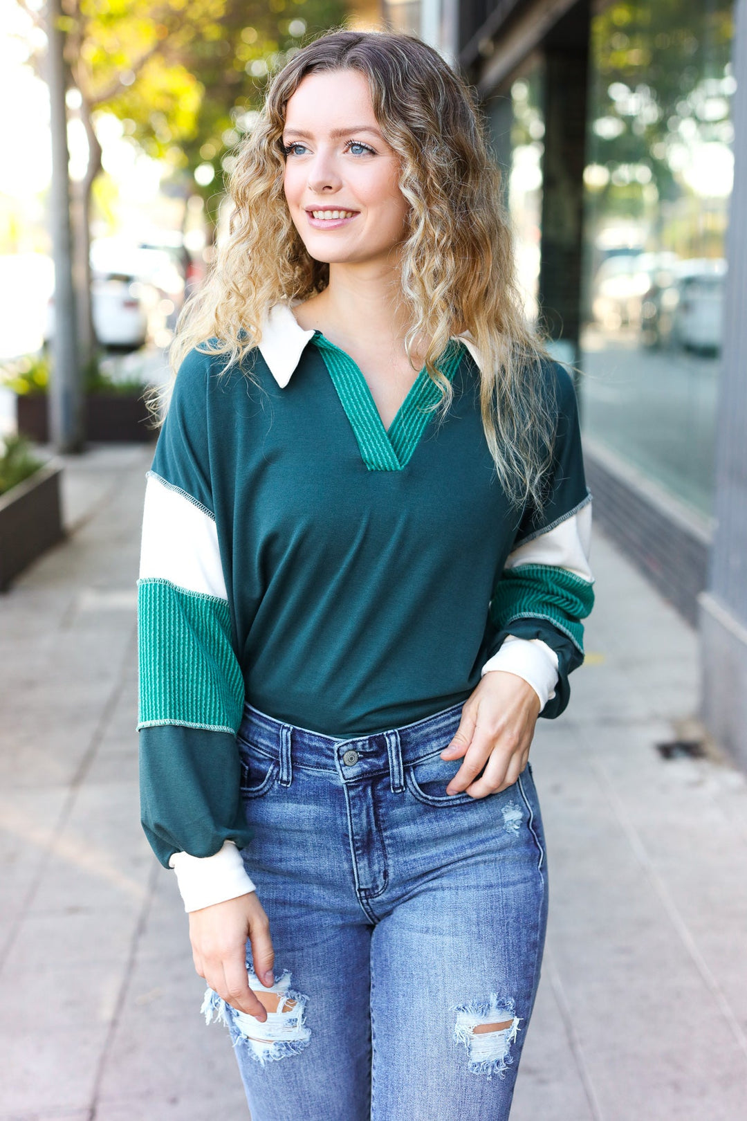 Grateful Days - French Terry Top - Hunter Green