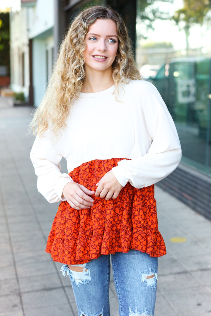 Vintage Floral Tiered Babydoll Top