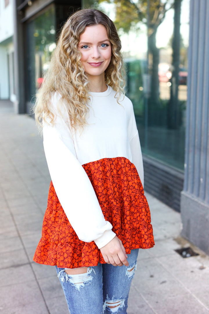 Vintage Floral Tiered Babydoll Top