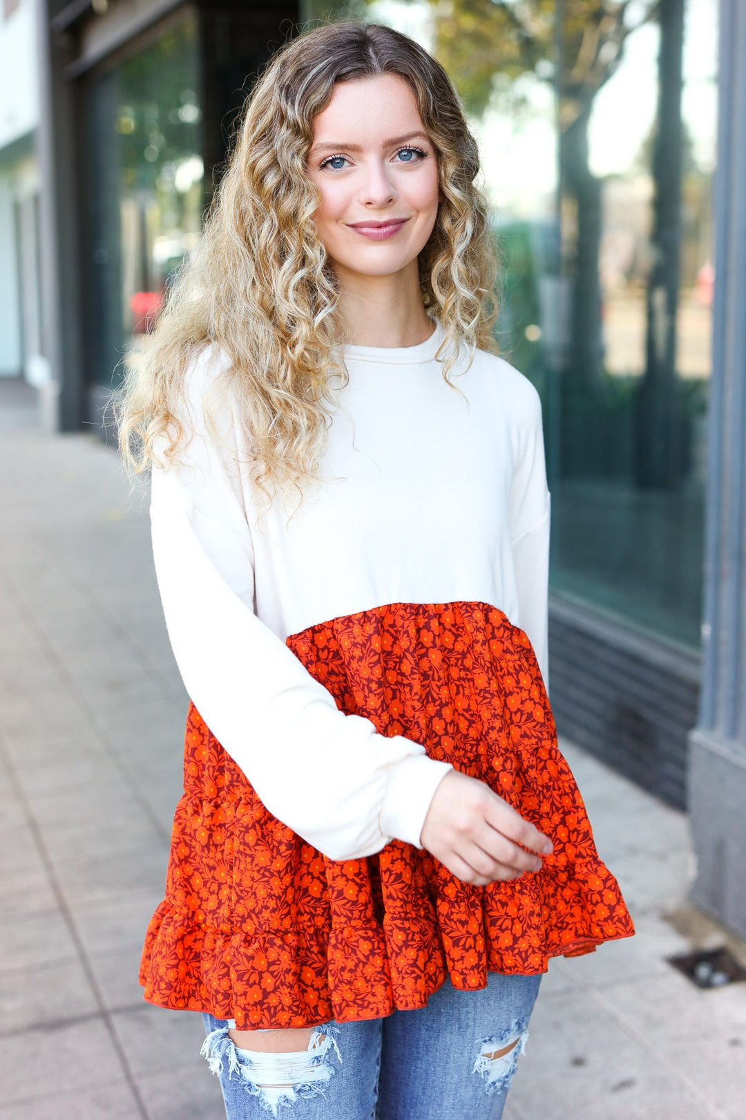 Vintage Floral Tiered Babydoll Top