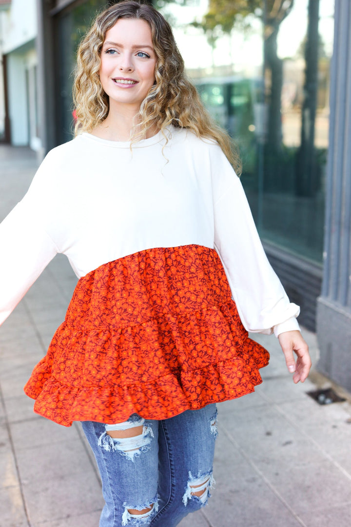 Vintage Floral Tiered Babydoll Top