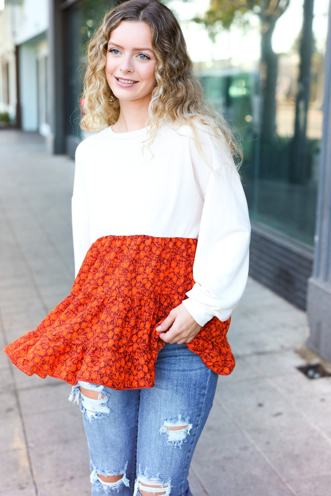 Vintage Floral Tiered Babydoll Top