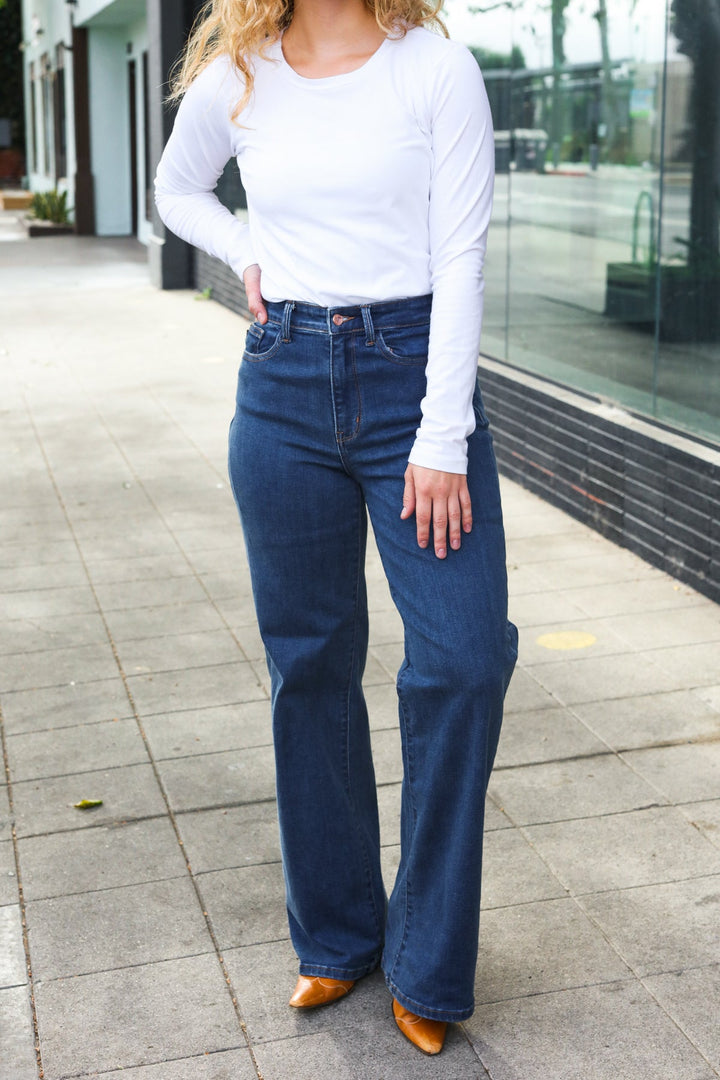 Medium-Wash High-Waist Wide-Leg Jeans