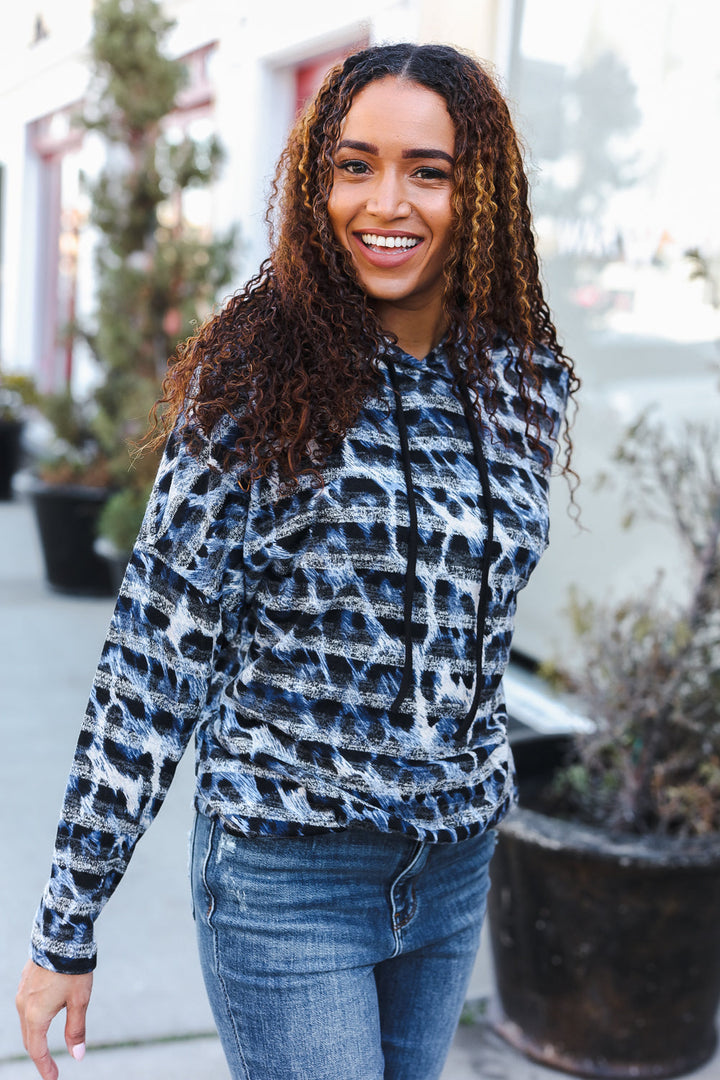 Animal Print Striped Hoodie